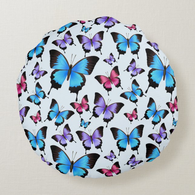 Butterflies Round Pillow (Back)