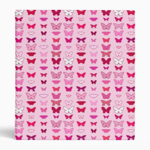 Butterflies, shades of pink and fuchsia 3 ring binder