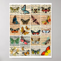 Butterflies Sheet Music Vintage Ephemera Art