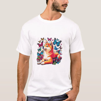Butterflies Shiba Inu Dog T-Shirt