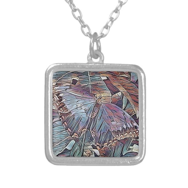 BUTTERFLIES  SILVER PLATED NECKLACE (Front)
