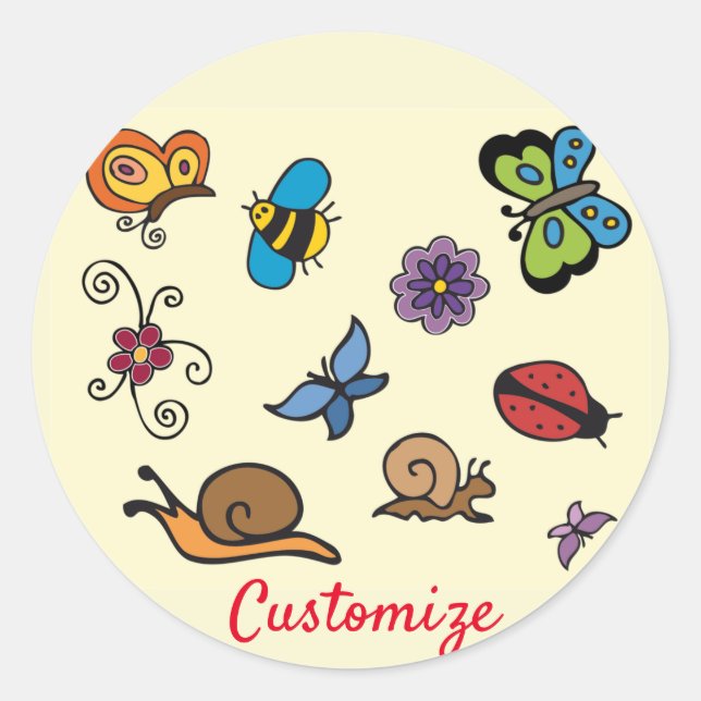 Butterflies Snails Insects Thunder_Cove Classic Round Sticker (Front)