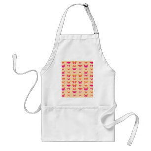 Butterflies, soft orange, coral pink, gold adult apron