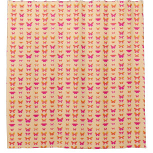 Butterflies, soft orange, coral pink, gold shower curtain