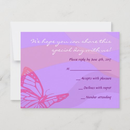 BUTTERFLIES  STARS Bat Mitzvah Reply Card