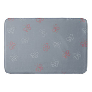 Butterflies Stars Sage Dusty Blue Bath Mat