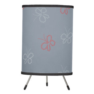 Butterflies Stars Sage Dusty Blue Tripod Lamp