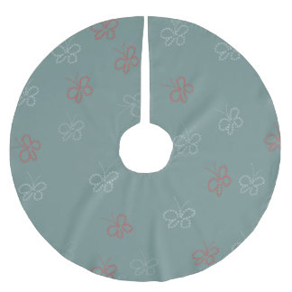 Butterflies Stars Sage Green Brushed Polyester Tree Skirt
