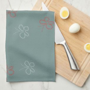 Butterflies Stars Sage Green Kitchen Towel