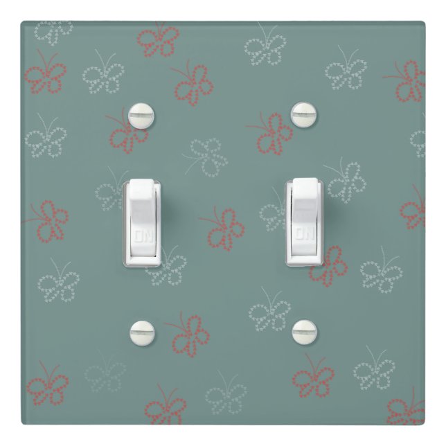 Butterflies Stars Sage Green Light Switch Cover (In Situ)