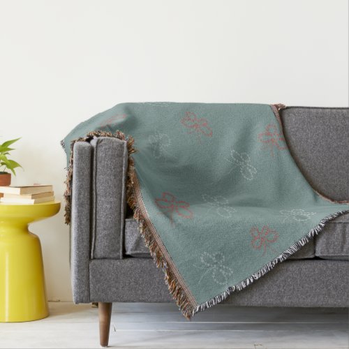 Butterflies Stars Sage Green Throw Blanket