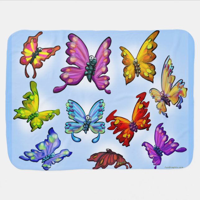 Butterflies Stroller Blanket (Horizontal)