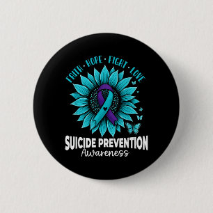 Butterflies Sunflower Suicide Prevention Awareness Button