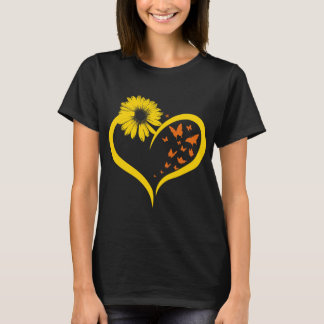 Butterflies-Sunflowers-Heart-Hippie- T-Shirt
