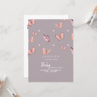 Butterflies Sweet Baby Girl Shower by Mail Invitation