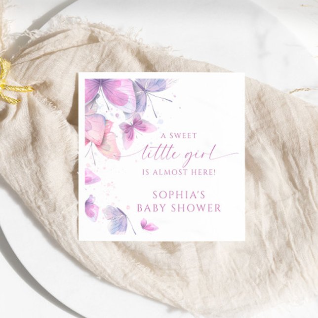 Butterflies Sweet Little Girl Baby Shower Napkins (Creator Uploaded)
