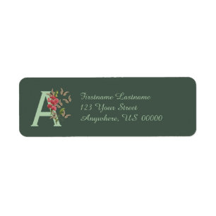 Butterflies Sweet Pea Monogram Initial A Address Label