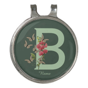 Butterflies Sweet Pea Monogram Initial B Name    Golf Hat Clip