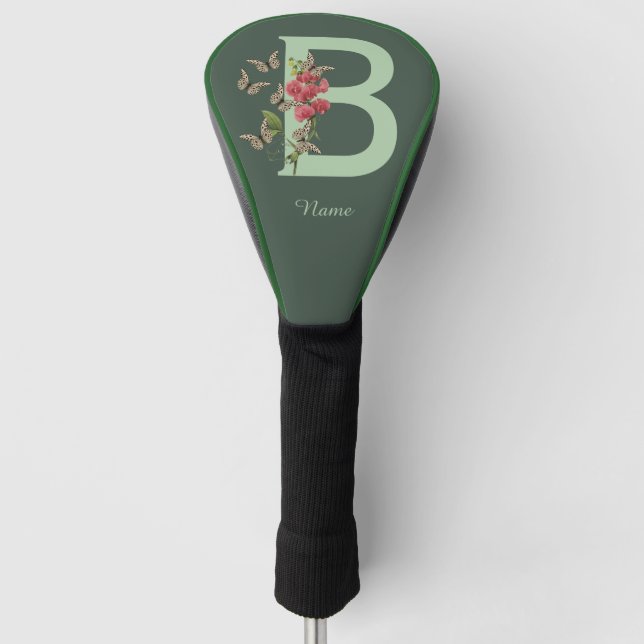 Butterflies Sweet Pea Monogram Initial B Name   Golf Head Cover (Front)