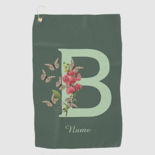 Butterflies Sweet Pea Monogram Initial B Name Golf Towel