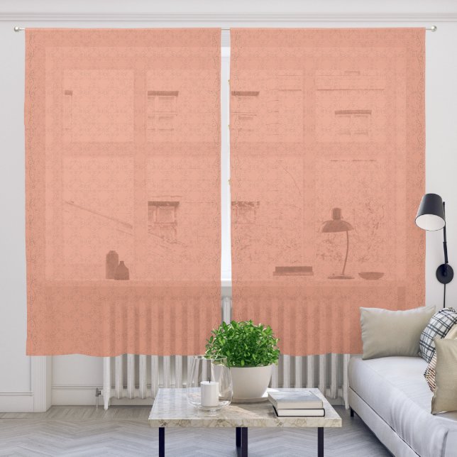 Butterflies & Swirl Designs orange Sheer Curtains (Living Room)