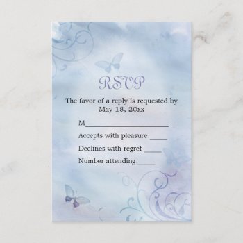 Butterflies & Swirls Rsvp Card by AJsGraphics at Zazzle