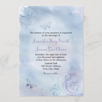 Butterflies & Swirls Wedding Invitations by AJsGraphics at Zazzle