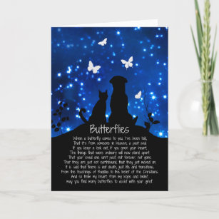 Butterflies Sympathy Card With Dog and Cat