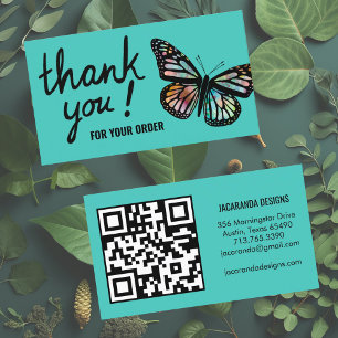 Butterflies Thank You for Your Order QR Code Business Card