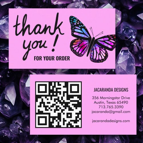 Butterflies Thank You for Your Order QR Code Business Card