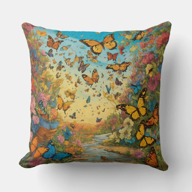 Butterflies themed  throw pillow (Front)
