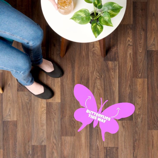 Butterflies this way purple arrows graphic floor decals (Floor)