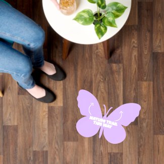 Butterflies this way purple arrows graphic floor