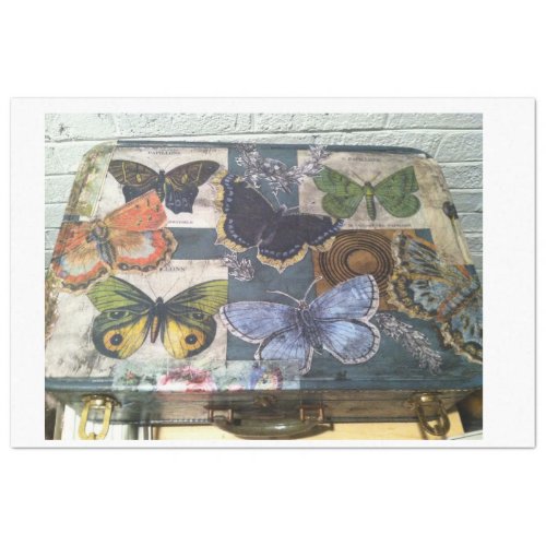 butterflies_ travel suitcase tissue paper