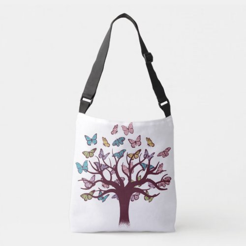 Butterflies tree crossbody bag