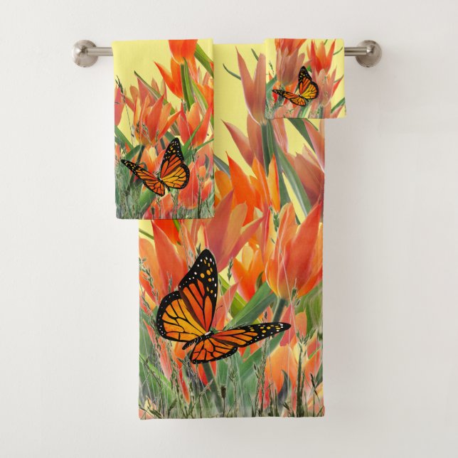 Butterflies & Tulips Bath Towel Set (Insitu)