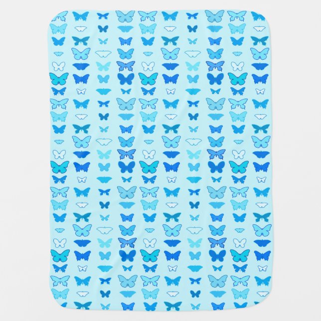 Butterflies, turquoise, blue and aquamarine baby blanket (Front)