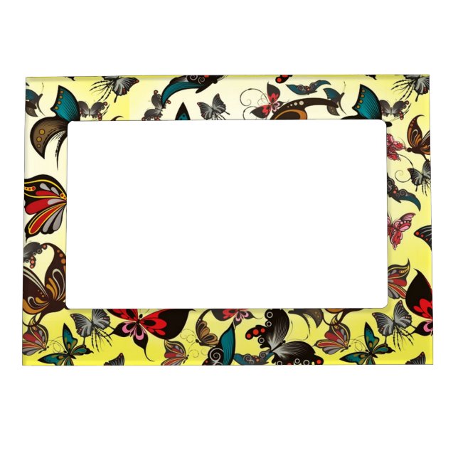 Butterflies Vector Pattern Magnetic Picture Frame (Front)