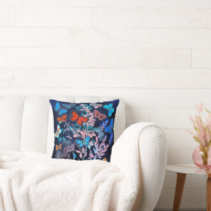 Butterflies, vibrant colors, throw pillow