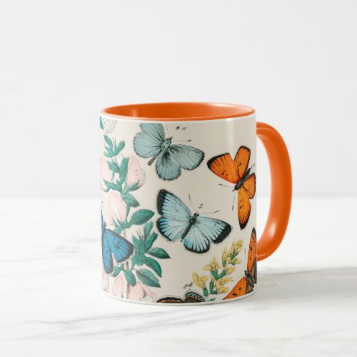 Butterflies vintage illustration mug