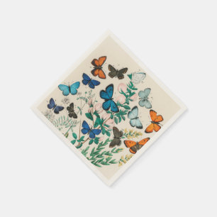 Butterflies, vintage illustration, napkins