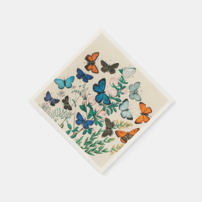 Butterflies, vintage illustration, napkins (Corner)