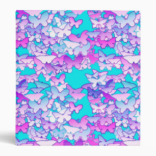 Butterflies, violet and turquoise 3 ring binder