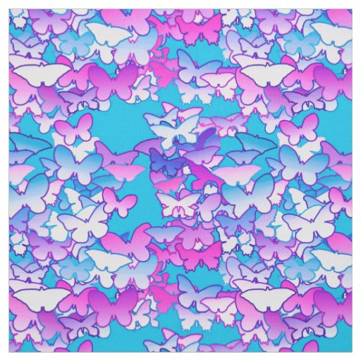 Butterflies, violet and turquoise fabric