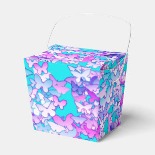 Butterflies, violet and turquoise favor boxes