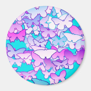 Butterflies, violet and turquoise magnet