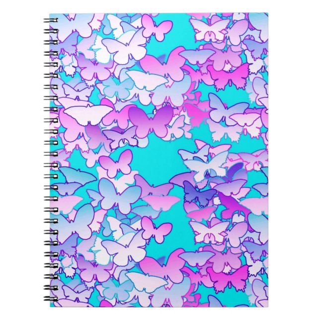 Butterflies, violet and turquoise notebook (Front)