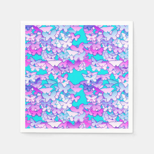 Butterflies, violet and turquoise paper napkins
