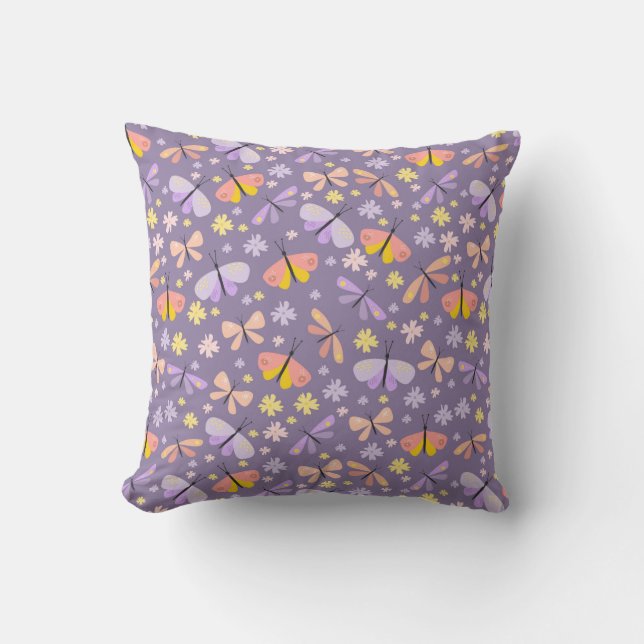 Butterflies Violet Throw Pillow (Front)