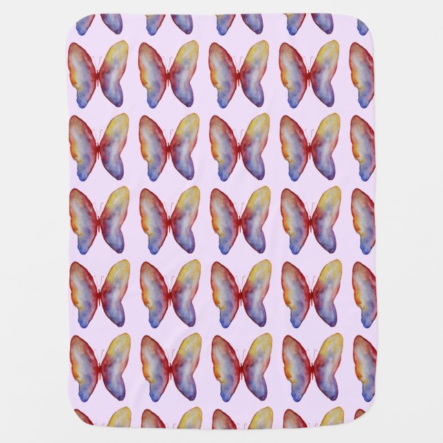 Butterflies Watercolor Baby Blanket (Front)